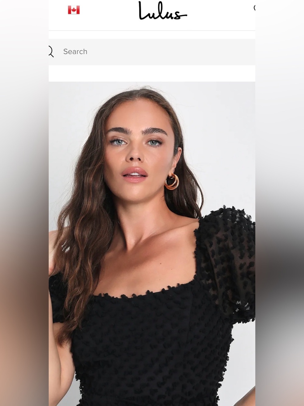 Lulu's Black Textured Puff-Sleeve Midi Dress with Tie Waist